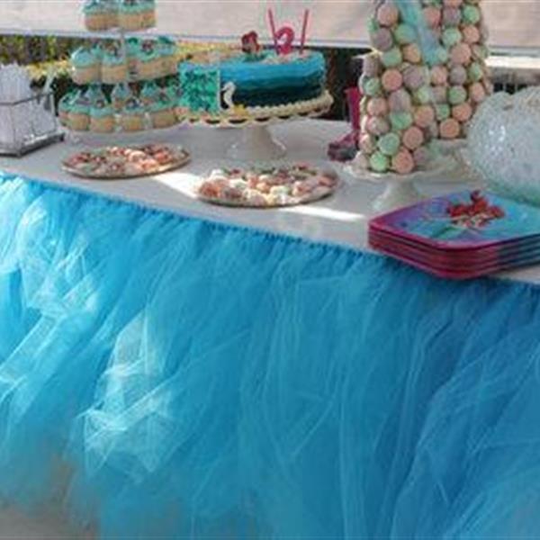High-end Stretch Yarn Elegant Mesh Fluffy Tutu Table Skirt for Party Wedding Birthday Party Home Decoration ，mint green Home Decoration ZQ