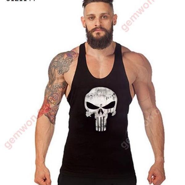 2018 fashion Europe and the United States men's fitness cotton / printing retro skull vest(M) Other M