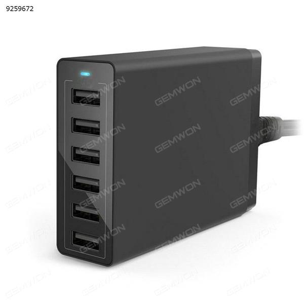 10A 6USB Charger， for Galaxy S7/S6/Edge, Note 5 and iSmart for iPhone 7/6s/Plus, iPad, LG, Nexus 6, HTC & More(Black) USB HUB XBX-09A