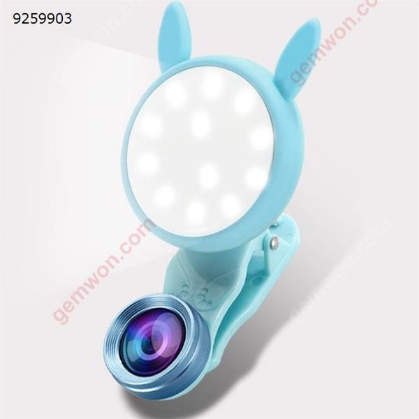 Phone Camera Lens, Rechargeable Selfie Ring Light, 20X Macro Lens & Wide Angle Lens, 3 Adjustable Brightness Fill Light for iPhone X, On-Camera Video Light for iPhone 7 Plus, Samsung, etc -blue Selfie LED Light WQ-04
