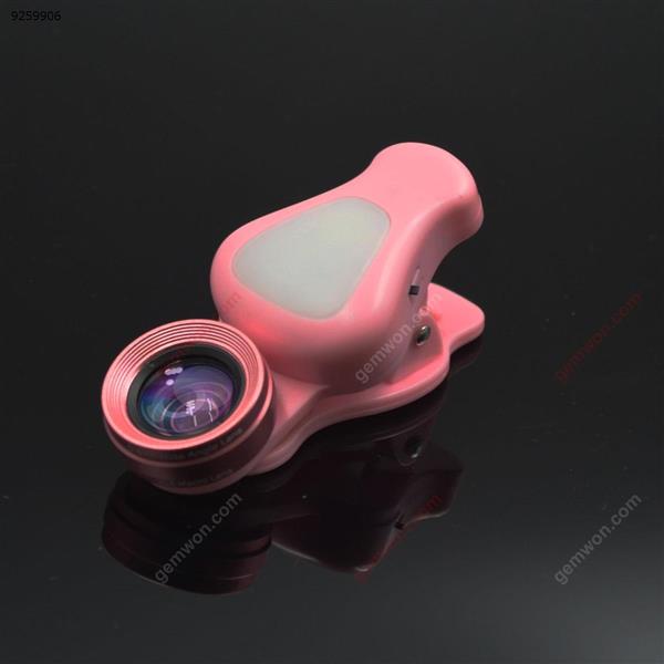 Phone Fill Light LED Night Self-Timer Fill Light With Wide-Angle lens & Macro Lens -Pink Selfie LED Light ZM-028M
