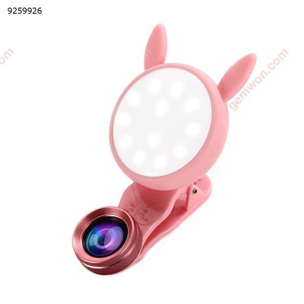Phone Camera Lens, Rechargeable Selfie Ring Light, 20X Macro Lens & Wide Angle Lens, 3 Adjustable Brightness Fill Light for iPhone X, On-Camera Video Light for iPhone 7 Plus, Samsung, etc -Pink Selfie LED Light WQ-04
