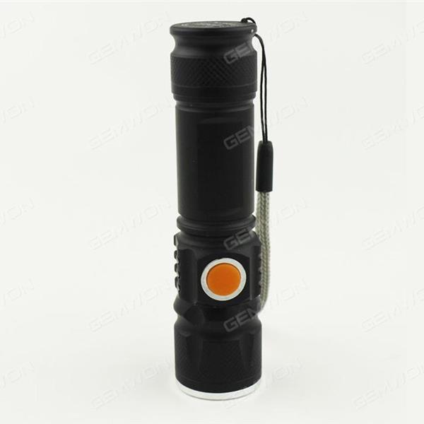 T6 500 lumens super bright flashlight USB charging 18650 lithium battery mini zoom flashlight, 3 mode flashlight, black Camping & Hiking flashlight