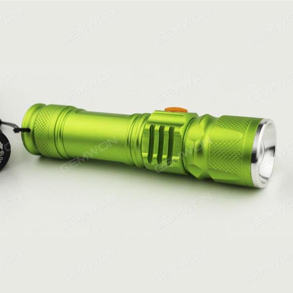 XPE 500 lumens super bright flashlight USB charging 18650 lithium battery mini zoom flashlight, 3 mode flashlight,green Camping & Hiking flashlight