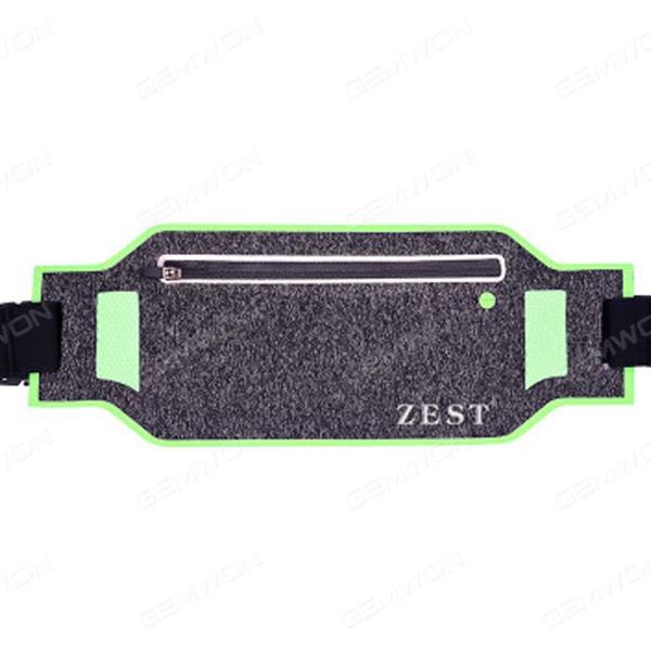 Pocket the best sports belt sports phone bag waterproof reflective zipper pocket headphone hole ultra-thin large-capacity sports belt men and women apply Green Outdoor backpack ZEST