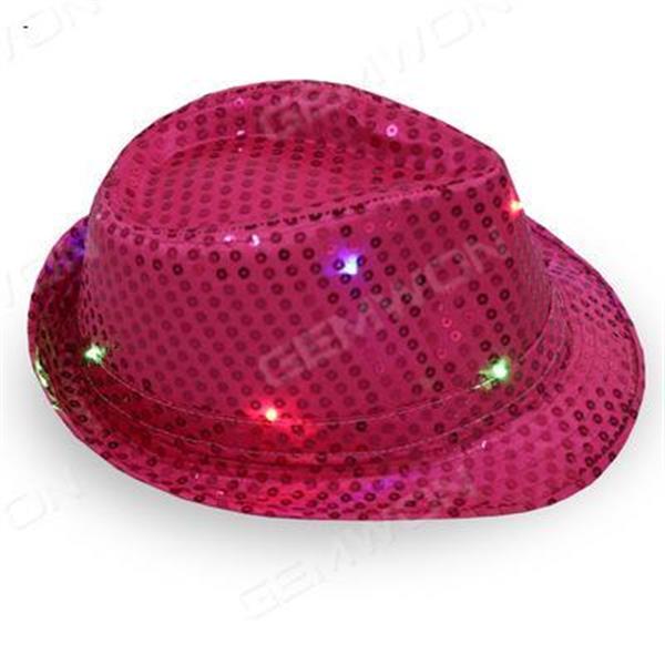 Jazz hat sequins flash cowboy hat stage performance party Halloween Christmas Dance Clothing Men and Women Safe Neutral rose red Outdoor Clothing LED Hat