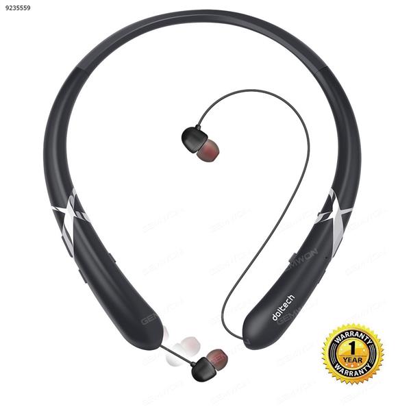 Bluetooth Headphones DolTech Retractable Earbuds Neckband Wireless Headset Sport Sweatproof Earphones with Mic for iPhone Android Cellphone (Black) Headset HX965
