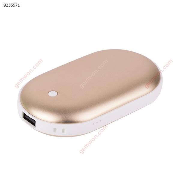 Double-Side Rechargeable Hand Warmer 5200mAh Portable Power Bank for iPhone, Samsung Galaxy and Android phone(Gold) Smart Gift FU-W002