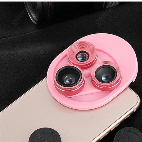 Phone Lens Portable Three In One Phone Lens Kit-Pink Smart Gift ZM-068
