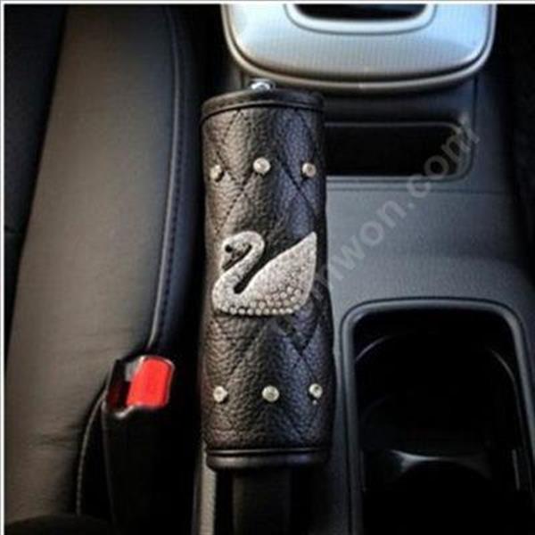 Diamond Crystal Swan Leather Car Hand brake Cover  Car Styling Accessories Autocar Decorations FSD