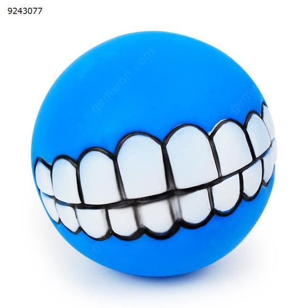 Funny Pet Dog Puppy Cat Ball Teeth Toy PVC Chewing Sound Dog Play Get Beep Toy Pet Supplies (Blue) Other WD-P
