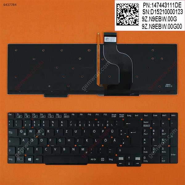 Sony Vaio SVT15 BLACK(Backlit,For Win8) GR 9Z.N9EBW.00E SG0BW Laptop Keyboard (OEM-B)