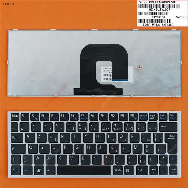 SONY VPC-YA VPC-YB SILVER FRAME BLACK FR N/A Laptop Keyboard (OEM-B)