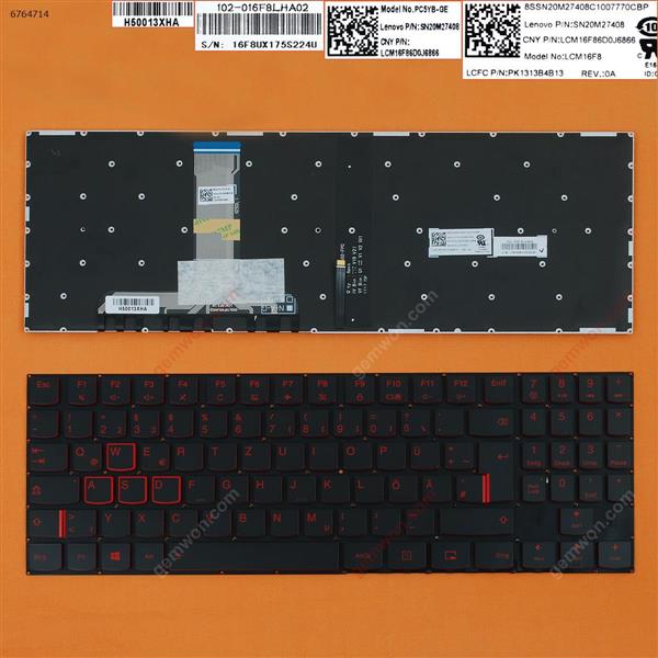 Lenovo Legion Y520 Y520-15IKB R720 R720-15IKB BLACK(Red Backlit,Red Printing,Win8) GR V160420FS1-US SN20M27556 Laptop Keyboard (OEM-B)
