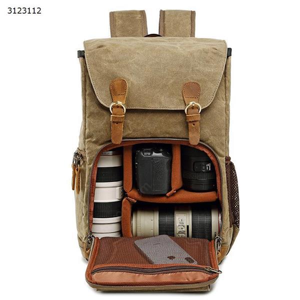Shoulder Camera Bag Waterproof Canvas Men and Women Shoulder Bag Camera Straight SLR Digital Bag (Khaki) Outdoor backpack WD-BAG