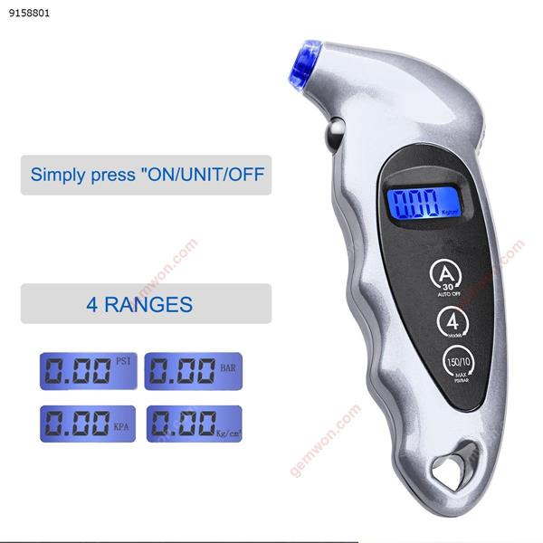 Digital Tire Pressure Gauge 150 PSI Tire Gauge for Cars Trucks Bicycles Motorcycles With Backlit Board LCD, Lighted Nozzle and Non-slip Grip-Silver Auto Repair Tools GL-0801A