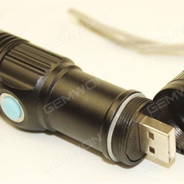 Mini zoom Flashlight Flashlight Original USB charging 1200mA Super  bright 3 Mode Flashlight ，LED outdoor night riding bike lights，black Camping & Hiking flashlight