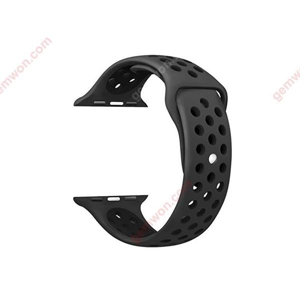 For Apple Watch Band 42mm, Soft Silicone Replacement Band for Apple Watch Series 3, Series 2, Series 1, Sport , Edition, M/L Size ( Anthracite/Black ) Smart Wear M/L