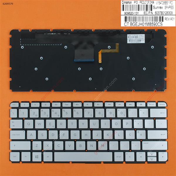 HP 13-ab001ne 13-ab000nj 13-ab001nj 13-ab001nv SILVER(Backlit,Without FRAME,Win8) PO N/A Laptop Keyboard (OEM-B)