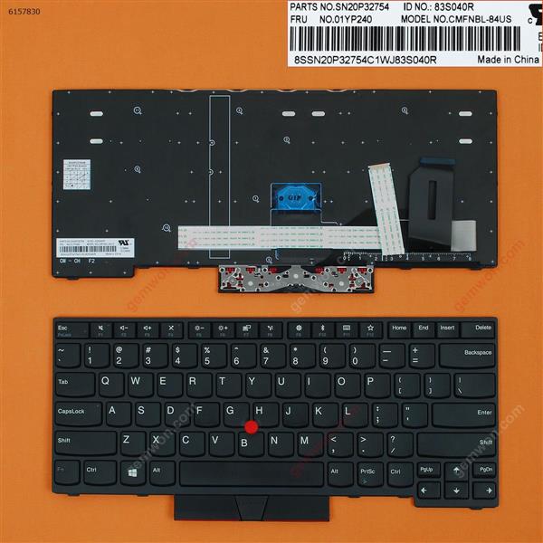 Lenovo Thinkpad T480S BLACK FRAME BLACK(With Point stick,Win8 ) US N/A Laptop Keyboard (OEM-B)