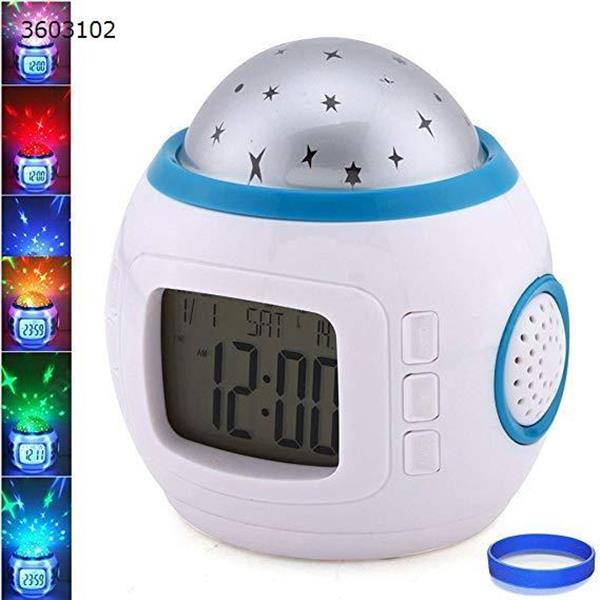 Sky Star Night Light Projector Lamp Bedroom Alarm Clock with Music (White) Decorative light WD-LG