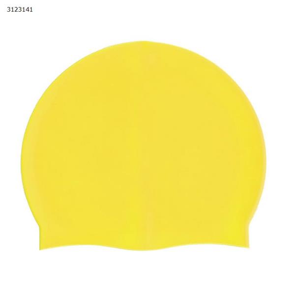 Elastic waterproof PU fabric protects the ear long hair sports swimming pool hat swimming cap male and female adult free size (yellow) Outdoor Clothing WDH