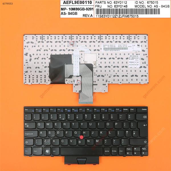 Lenovo Thinkpad E220 E220s S220 BLACK FRAME BLACK(WIN8,With Point stick,Blue Printing) UK 63Y0112        67501R         63Y0148 Laptop Keyboard (OEM-B)