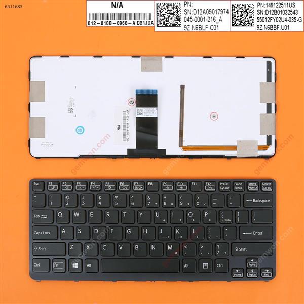 SONY SVE14A BLACK FRAME BLACK (Backlit,WIN8) US N/A Laptop Keyboard (OEM-B)