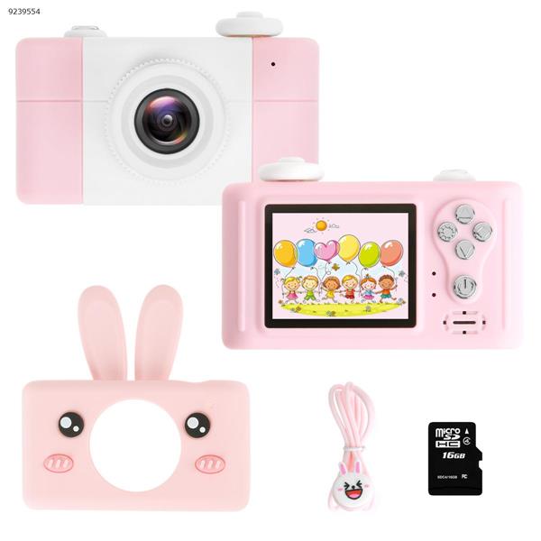D3-PLUS 800W Kids Digital Camera Face Smile Recognition Auto Focus Fill Light Pink 16G +Pink Rabbit Camera D3 PLUS