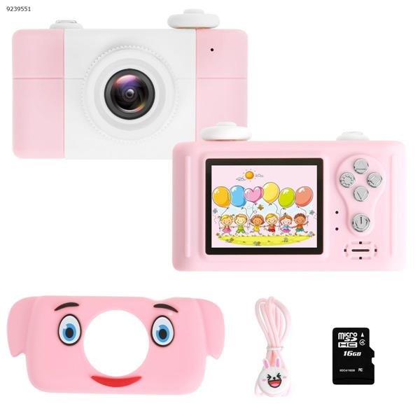 D3-PLUS 800W Kids Digital Camera Face Smile Recognition Auto Focus Fill Light Pink 16G +Pink Elephant  Camera D3 PLUS
