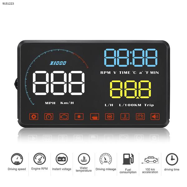 A9 Large Screen Vehicle Display Hud Head-up Display Reflector Projector Blue Safe Driving A9