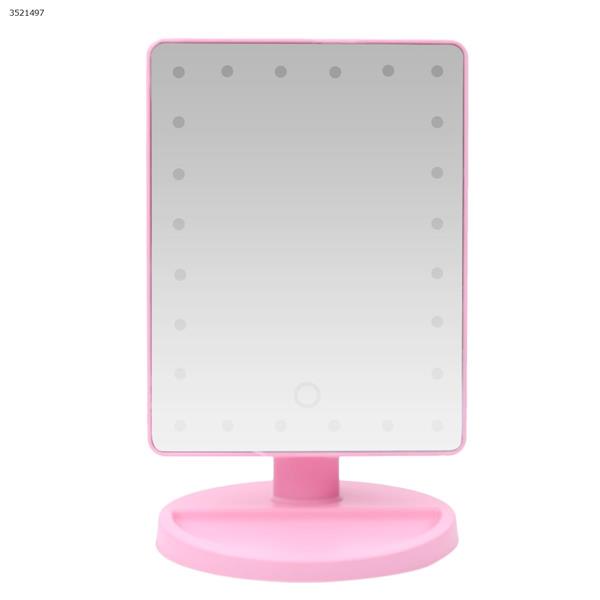 360°Rotating LED Touch Screen Large Makeup Mirror Desktop Mirror With 22 LED Pink Makeup Brushes & Tools  TD-06