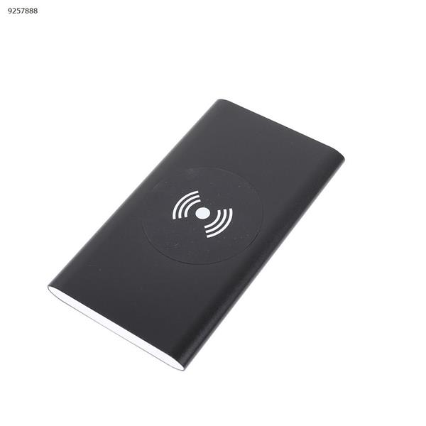 Aluminum alloy ultra-thin wireless charging mobile power supply two in one（black） Charger & Data Cable N/A