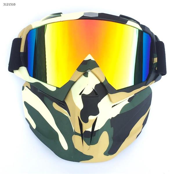 Motocross face mask goggles racing goggles outdoor riding glasses ski goggles（Camouflage two-frame imitation red lens） Ski  skating equipment BF658