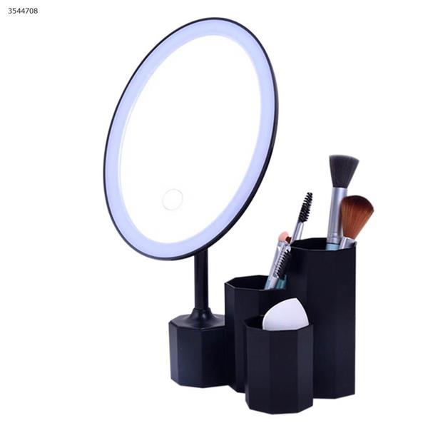 T4 Creative desktop LED beauty makeup folding makeup mirror Three color light Black Makeup Brushes & Tools  T4