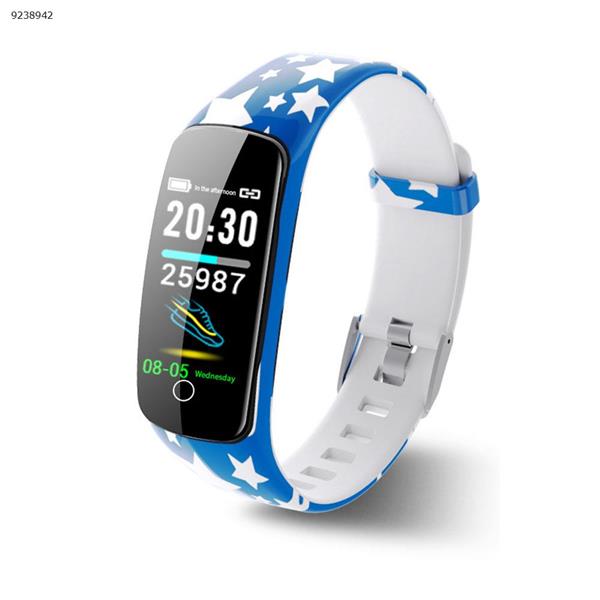 V8plus exercise heart rate blood pressure blood oxygen smart bracelet IP67 swimming wear bracelet（Blue stars） Smart Wear V8plus
