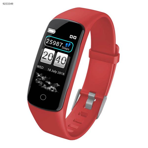 V8 smart bracelet color screen heart rate blood pressure blood oxygen monitoring Bluetooth multiple dial fashion big screen sports bracelet（Red） Smart Wear v8