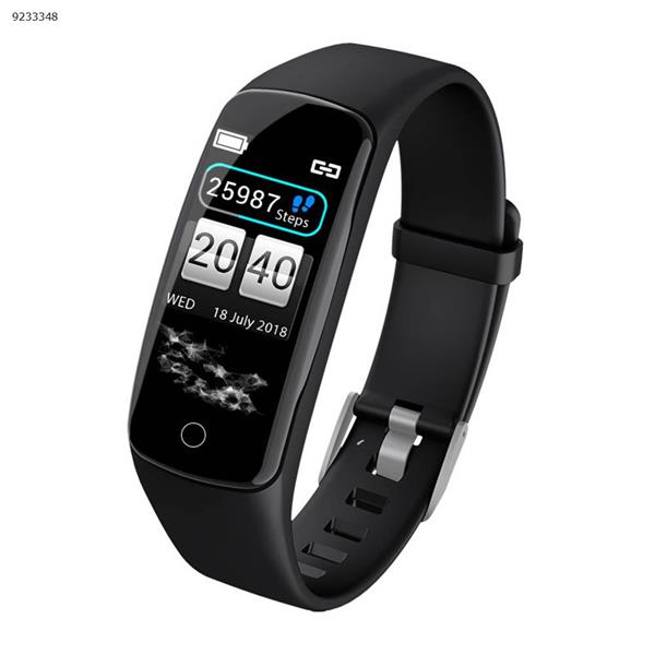 V8 smart bracelet color screen heart rate blood pressure blood oxygen monitoring Bluetooth multiple dial fashion big screen sports bracelet（Black） Smart Wear v8
