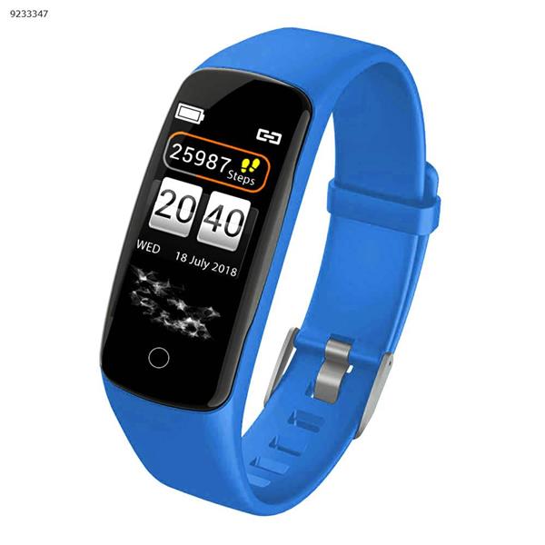 V8 smart bracelet color screen heart rate blood pressure blood oxygen monitoring Bluetooth multiple dial fashion big screen sports bracelet（Blue） Smart Wear v8