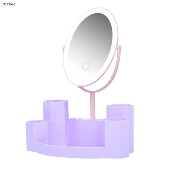 T5 Round LED Dual Side Makeup Mirror Magnifier Nightlight Lamp &  Storage Box （Three kinds of color pink） Measuring & Testing Tools T5