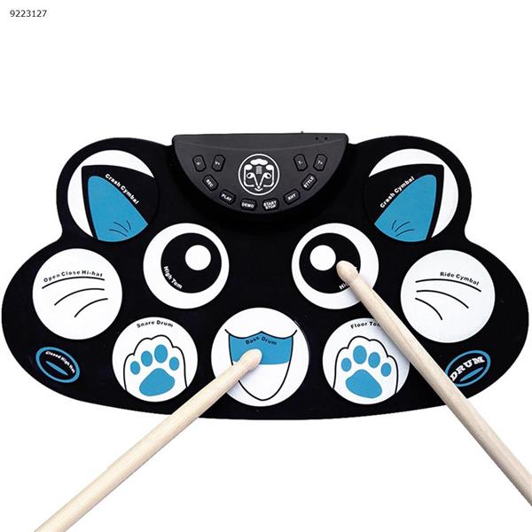 Hand roll electronic drum children's drum kitty pattern G-602 portable ultra-thin silicone pedal  Musical Instruments  G602