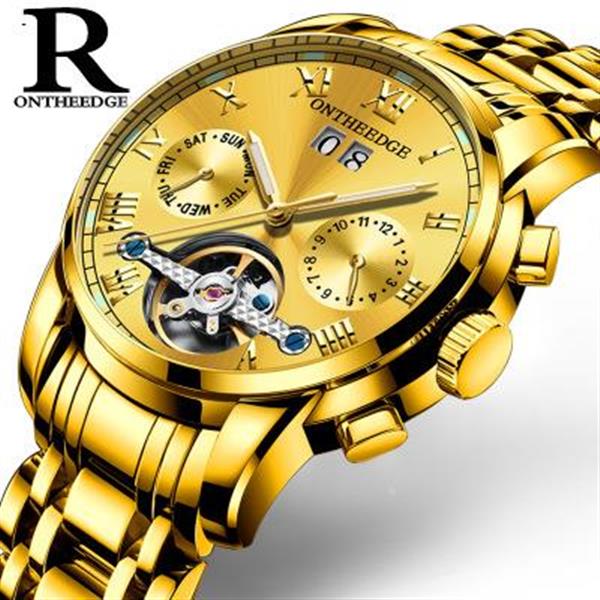 Solid Stainless Steel Man Tuo Flywheel Automatic Mechanical Watch Gold  Smart Wear RZY032