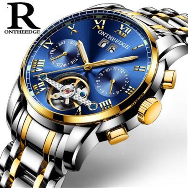 Solid Stainless Steel Man Tuo Flywheel Automatic Mechanical Watch Blue Gold  Smart Wear RZY032