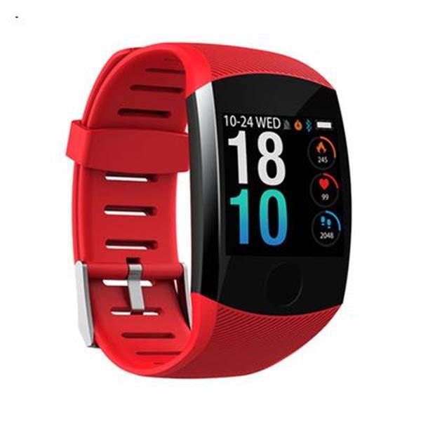 Continuous Heart Rate and Blood Pressure Monitoring of Q11 Large Color Screen Intelligent Sports Ring Watch Red  Smart Wear Q11