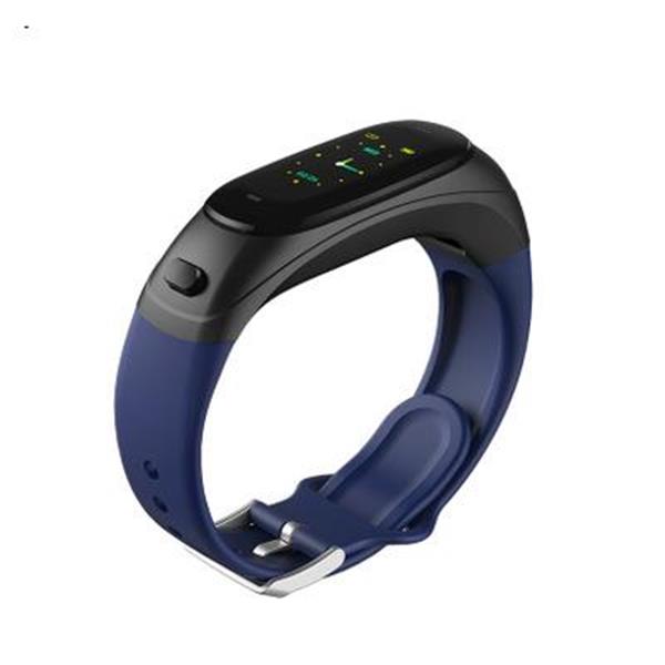 V08S Silicone Intelligent Bracelet Bluetooth Headset Two in One Callable Motion Meter Step Heart Rate and Blood Pressure Monitoring Blue  Smart Wear V08S