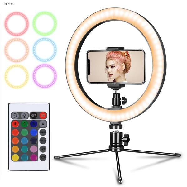 10inch RGB LED Ring Light Youtube Live Streaming Makeup Fill light Selfie Ring Lamp Photographic Lighting With Tripod Phone Holder USB Plug LED Ring Light N/A