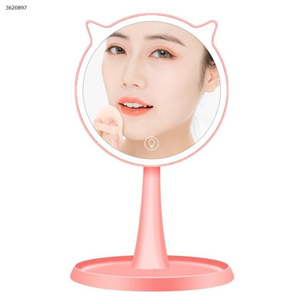 New desktop cute pet smart charging led makeup mirror with light Desktop fill light makeup mirror（Pink） Makeup Brushes & Tools  td-08