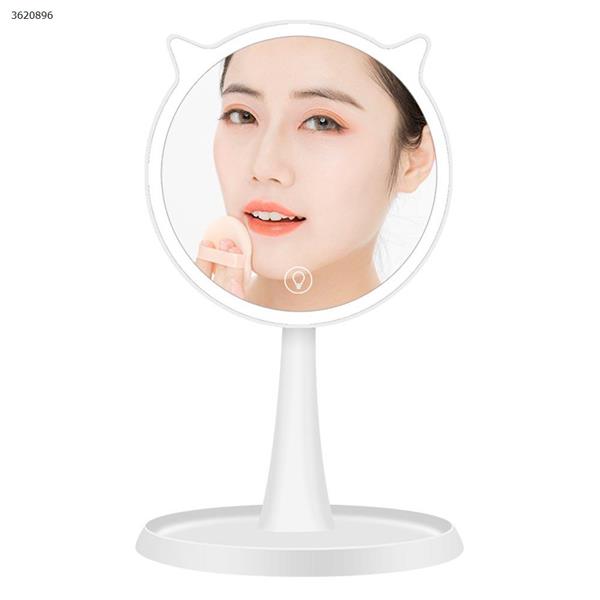 New desktop cute pet smart charging led makeup mirror with light Desktop fill light makeup mirror（White） Makeup Brushes & Tools  td-08