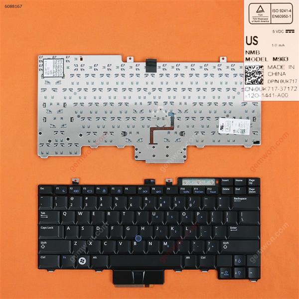 DELL Latitude E6400 E6410 E6500 E6510,Precision M2400 M4400 M4500 BLACK(With Point stick)  US N/A Laptop Keyboard (OEM-B)