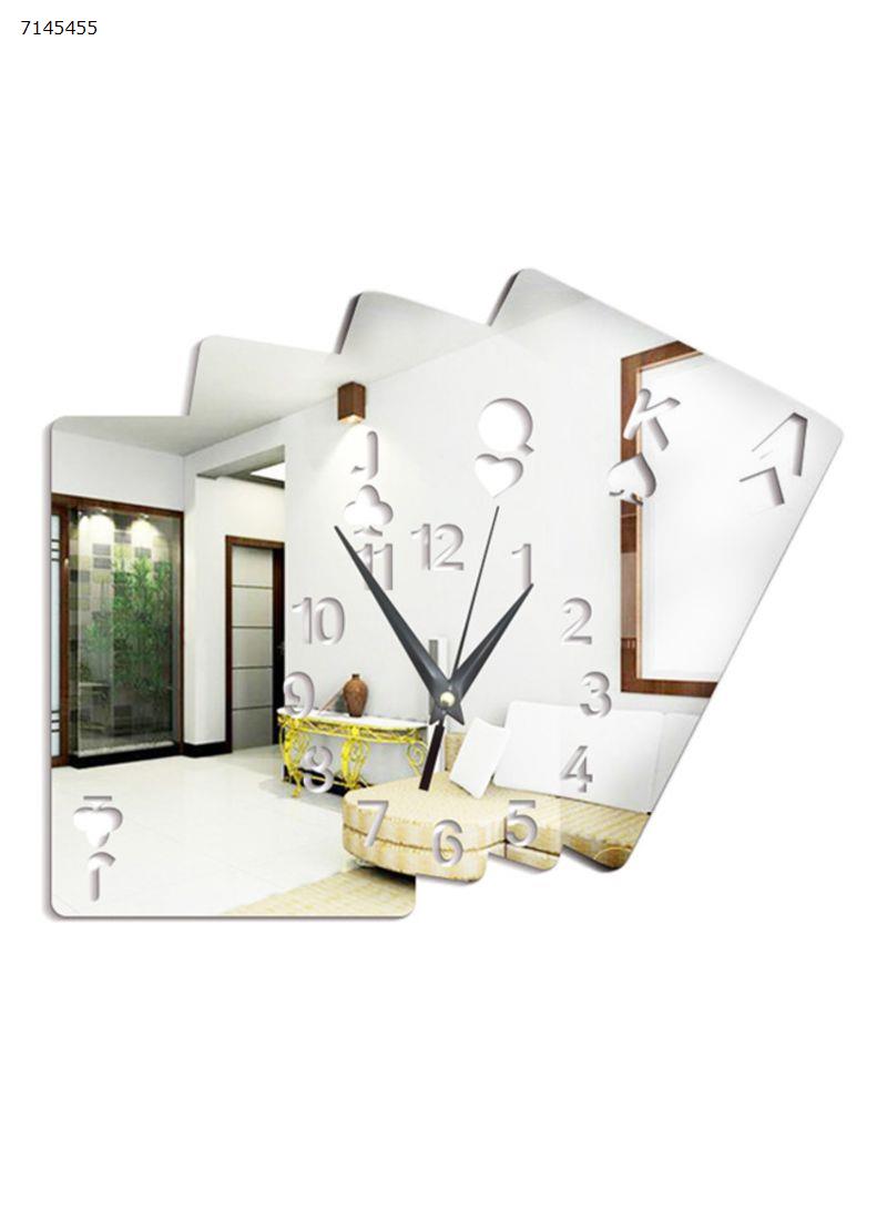 DIY Poker Acrylic Mirror Sticker Wall Clock Multicolour 3D clock sticker DIY